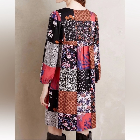 EUC Anthropologie One September x Arcata Patchwork Floral Peasant Boho Dress L** - Picture 11 of 12
